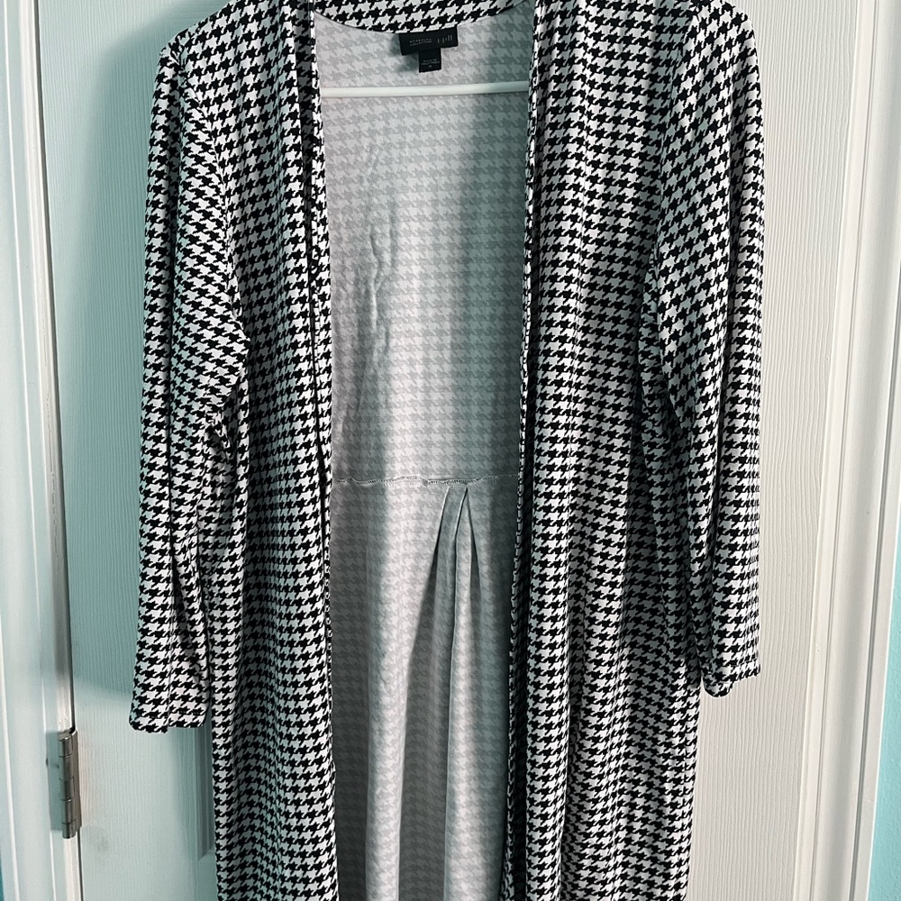 Houndstooth Open Front Cardigan
